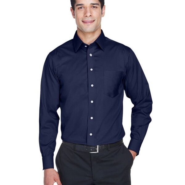 Men's Tall Crown Collection® Solid Stretch Twill Woven Dress Shirt Thumbnail