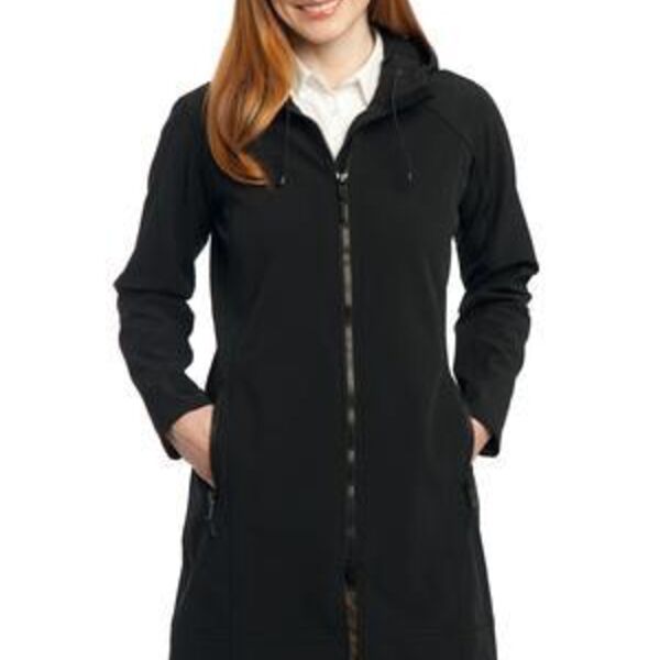 ++Ladies Long Textured Hooded Soft Shell Jacket Thumbnail